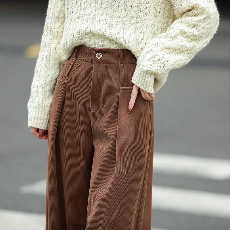 Demana Women's Warm Corduroy Wide-Leg Casual Pants
