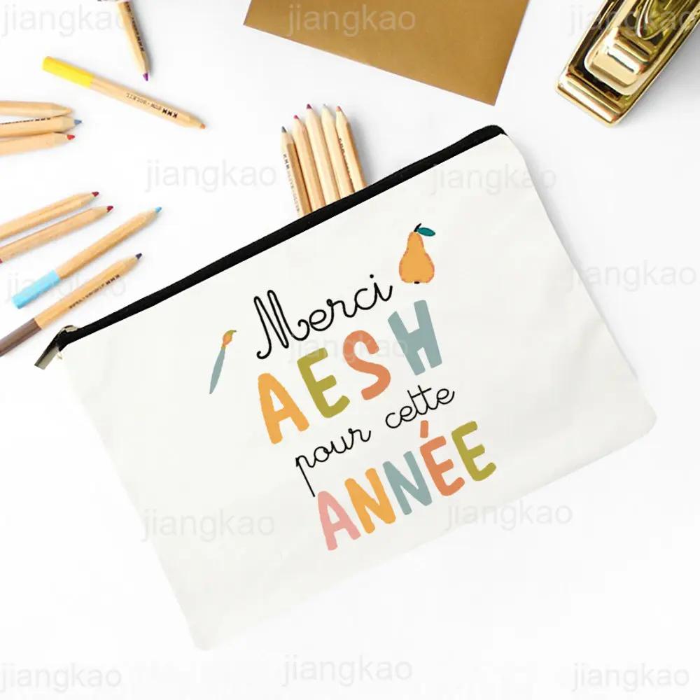 Merci AESH Printed Makeup Bag Travel Toiletry Organizer Female Neceser Cosmetic Pouch  School Pencil Bags Best Gifts for AESH
