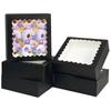 6pcs Paper Gift Box with Window Treat Boxes Auto-pop Up Easy Assemble Gift Packing Box for Valentine's Day Parties Weddings Anniversaries Parties