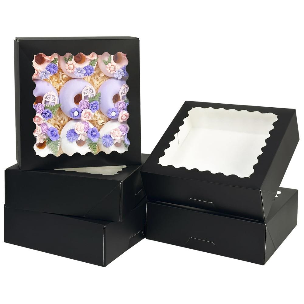 6pcs Paper Gift Box with Window Treat Boxes Auto-pop Up Easy Assemble Gift Packing Box for Valentine's Day Parties Weddings Anniversaries Parties