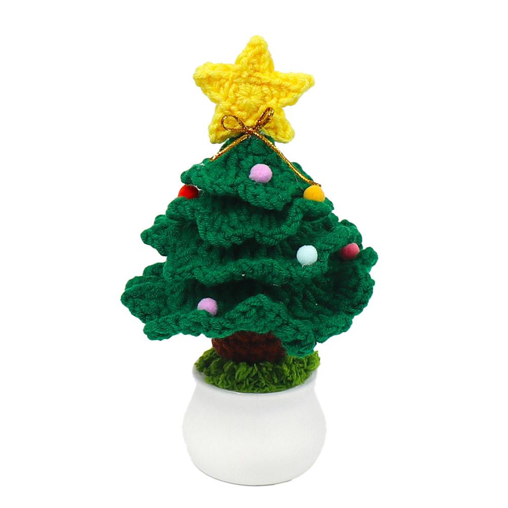 Creative Handmade Crochet Wool Christmas Tree Potted Fashion Knitted Simulated Plant Desktop Ornament Home Decor Christmas Gifts