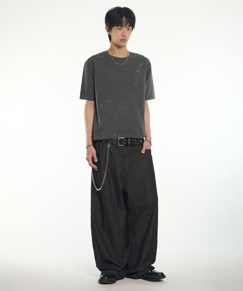 Nomaenyueol Nm Painted Crop T-Shirt - Charcoal