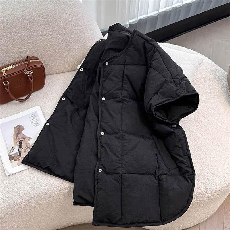 Women Autumn Winter Vintage Waistcoat V-Neck Casual Short Sleeve Jacket