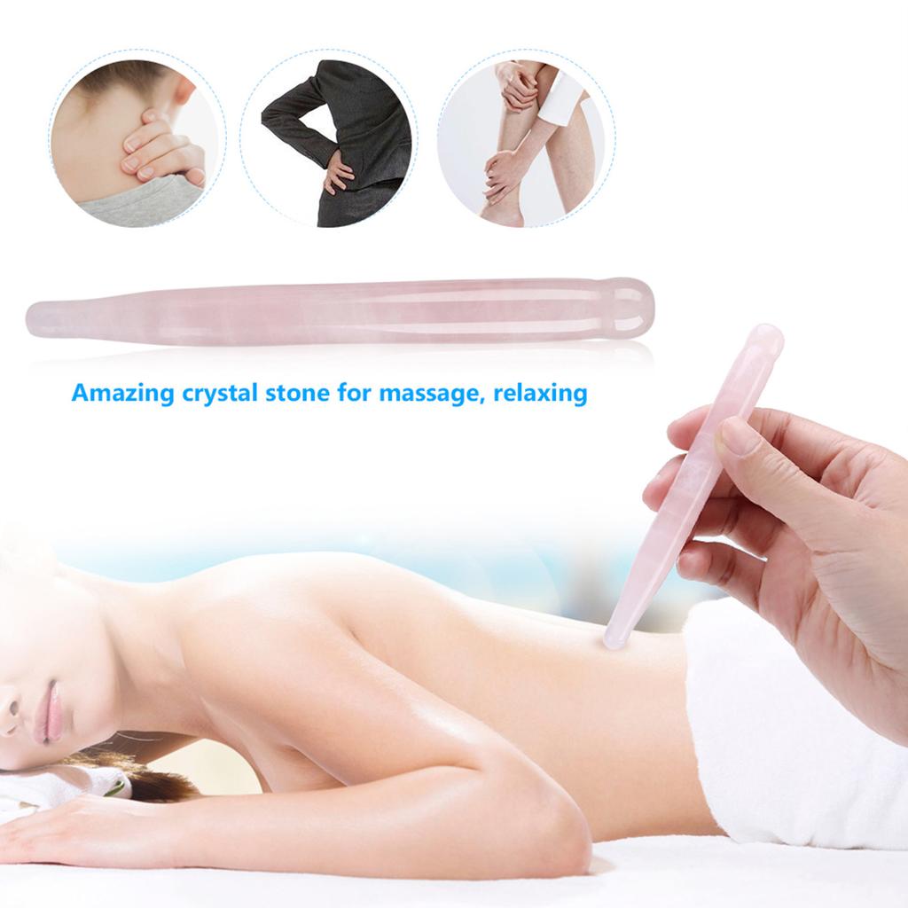 1PC Natural Stone Carving Polished Massage Health Relaxation   Stick(Pink Quartz)