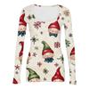 Women's Fashion Slim Bottom Casual Long Sleeve Christmas Printed Pullover U Neck Top
