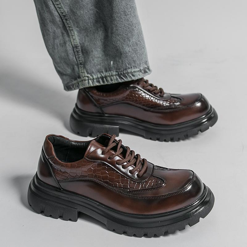 Herren Punk Stiefel Brogues Business Aufzugsschuhe Schwarze Braune Lederschuhe Dicke Sohle Plateau Schuhe Übergröße