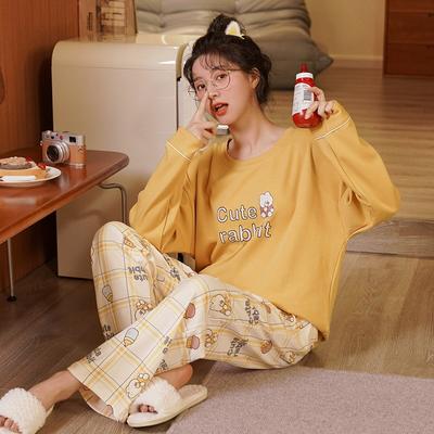 New Pajamas Mens and Womens Matching Sleepwear Cotton Long Sleeves Pants Pullover Cartoon Printing His and Her Pijamas Nightwear