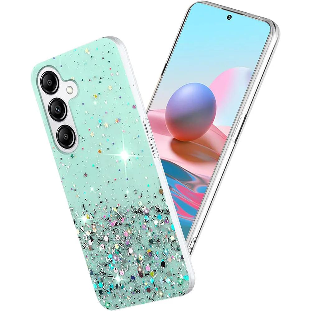 Luxury Bling Glitter Clear Silicon Phone Case for Samsung Galaxy S10 Plus S21 Ultra S21+ 5G Sequins Sparkle Cover