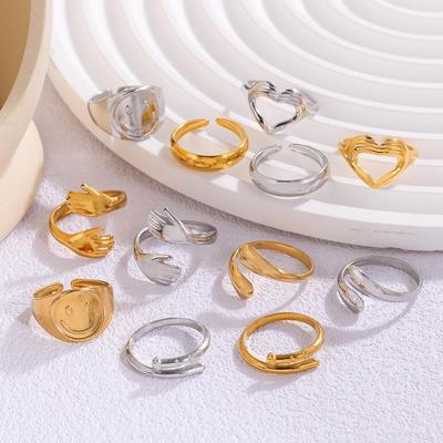 „Herzförmiger Smiley-Ring aus Titanstahl im europäischen und amerikanischen Stil – lichtechter, modischer Damenschmuck“