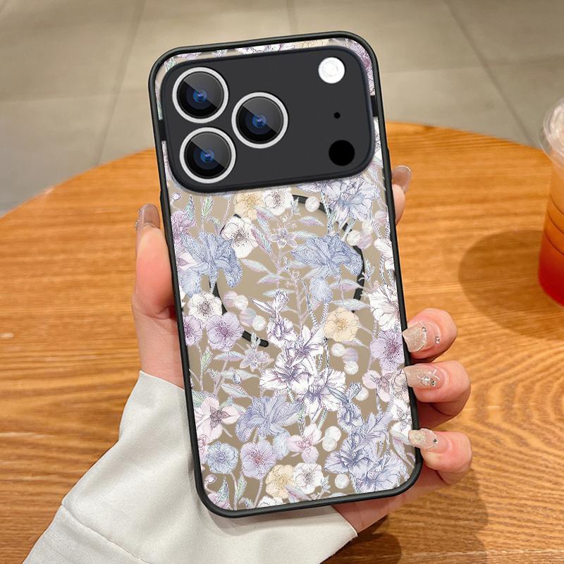 Vintage Floral Pattern Case For iPhone 17 Pro Max Magnetic For Magsafe Matte Cover For iPhone 16 Pro Max 15 14 13 16E Air