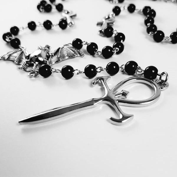Gothic Style Alloy Cross Necklace With Electroplating For Unisex Casual And Office Wear