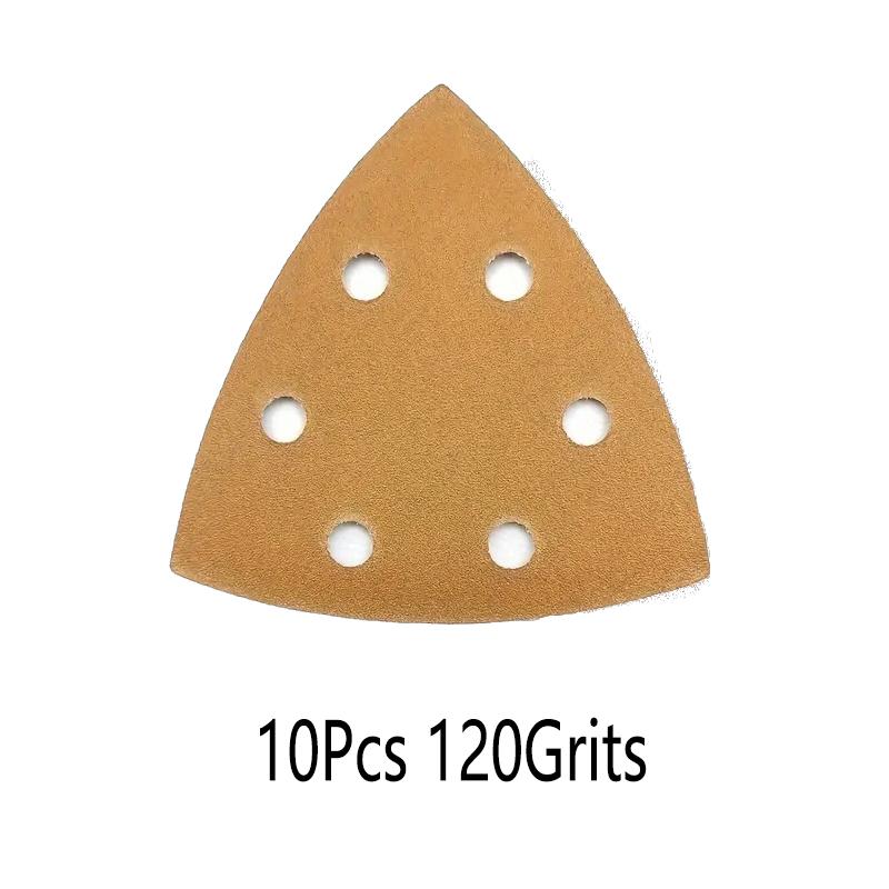 10/60 Stück gelbe Dreieck-Schleifpads Mausschleifpads Schleifpapier mit 6 Löchern 60/80/120/180/240/320 Körnung für Deltaschleifer