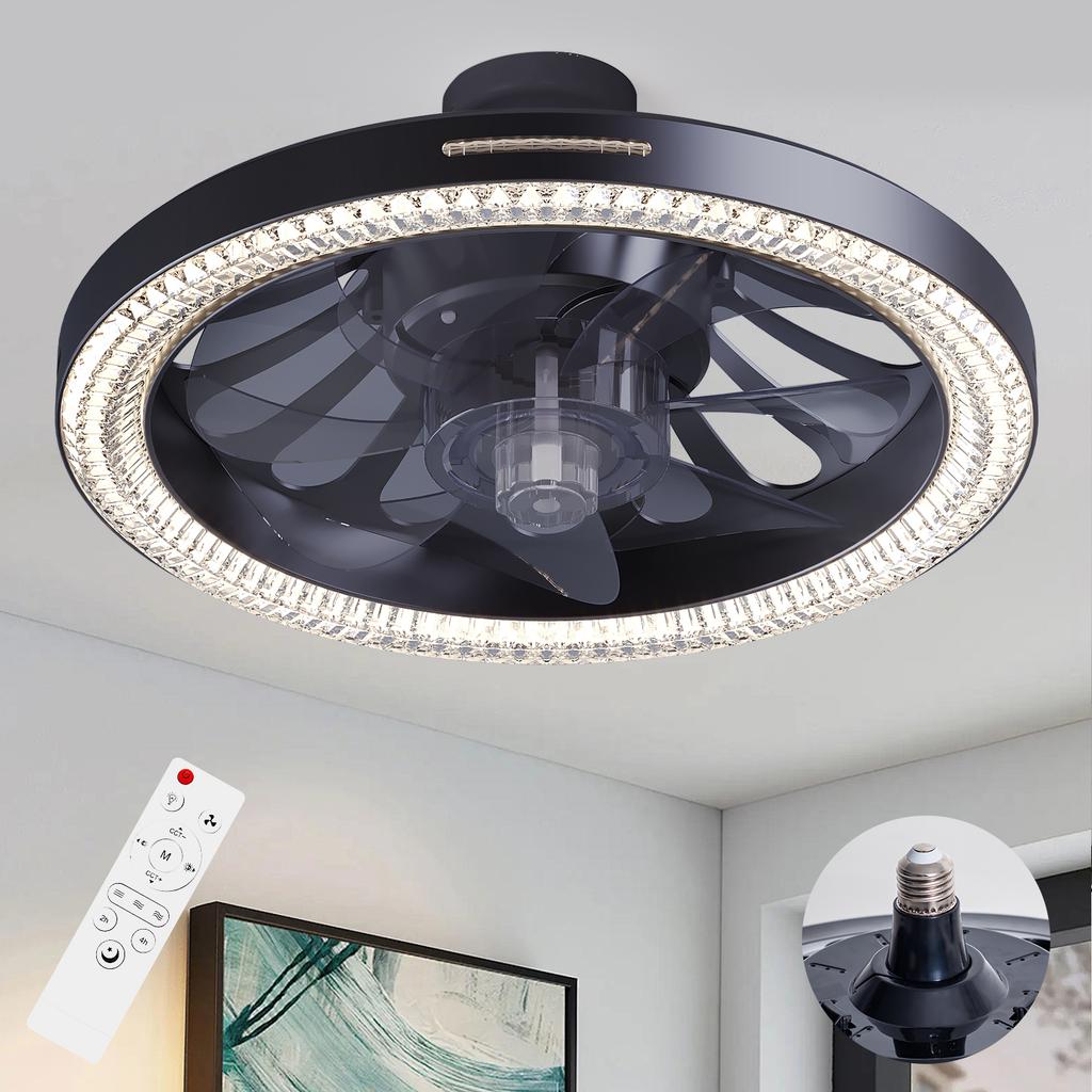 2-in-1 Ceiling Fan with LED Light Remote Control Dimmable Smart Fan Light for Bedroom Living Room Kitchen