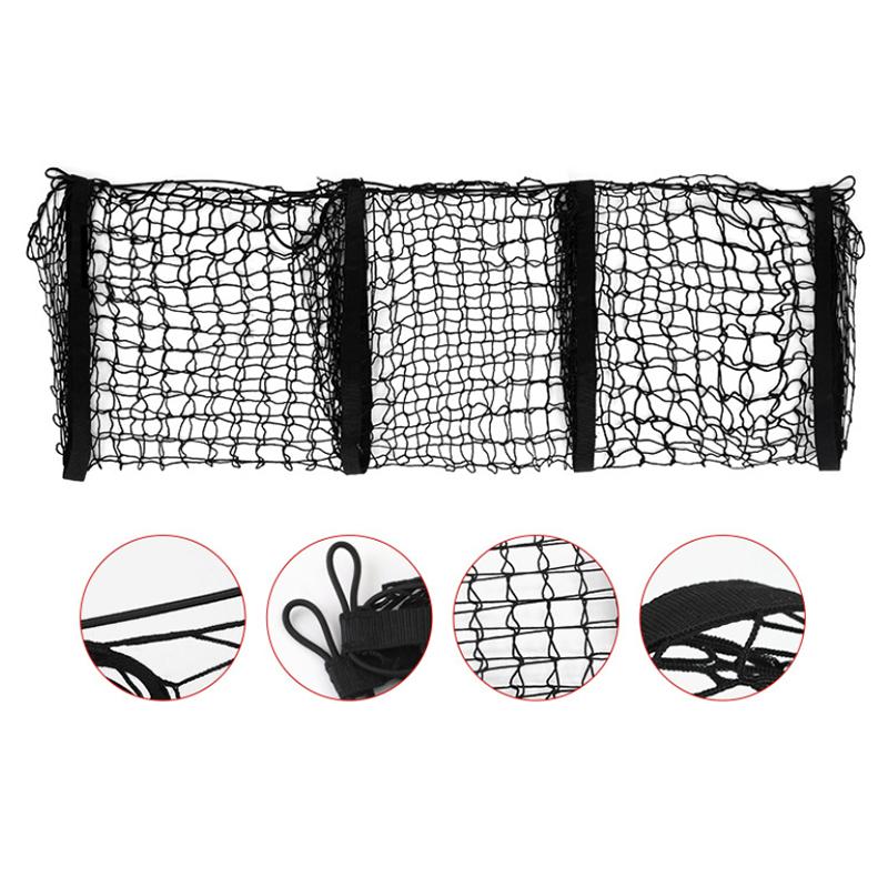 3 Pockets Cargo Net Stretchy Trunk Storage Organizer Net Heavy-Duty Luggage Holder With Mount Kit For Suv Pickup Truck Van