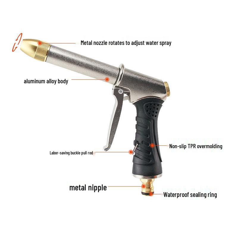 High-Pressure Retractable Garden Hose Set with Water Gun for Car Wash & Flower Watering
