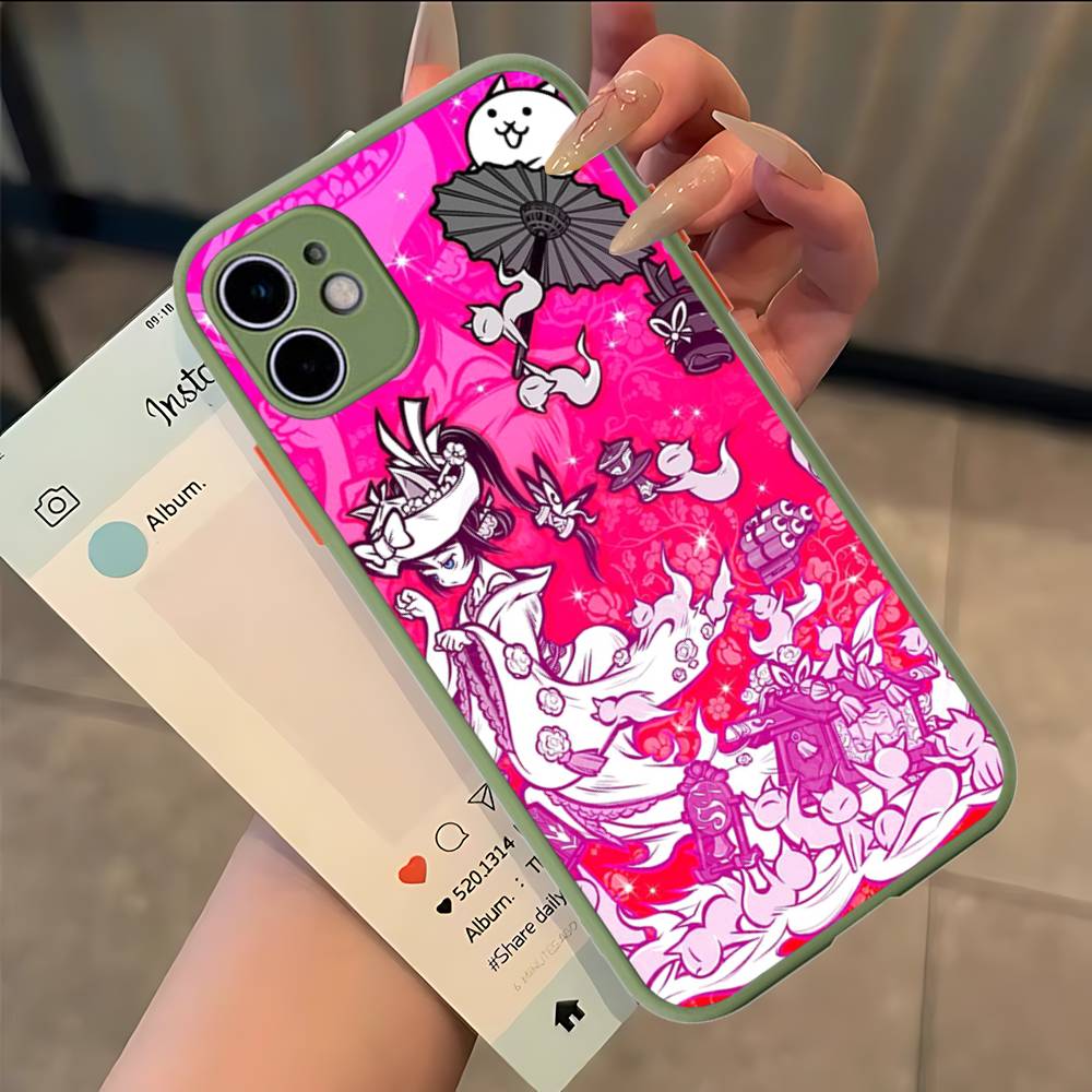 B-Battle Cats Anime Spiel Handyhülle Für IPhone 16e 16 15 14 13 12 11 Pro Max X XS Max Plus Matt Klar