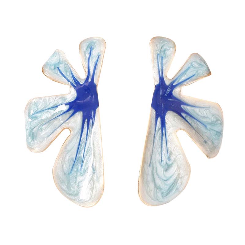 Exaggerated Colorful Drip Oil Eanmel Flower Pendant Earrings for Women Vintage Metal Irregular Petal Temperament Earring Jewelry