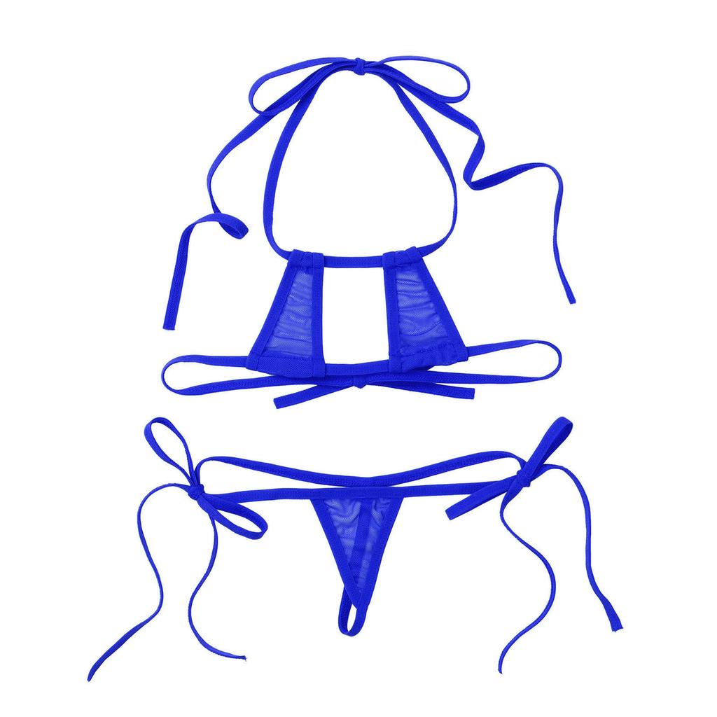 Damski Siateczkowy Zestaw Bikini na Ramiączkach Przezroczysty Design Mikro Trójkątne Stroje Kąpielowe Do Noszenia na Plaży Basenie