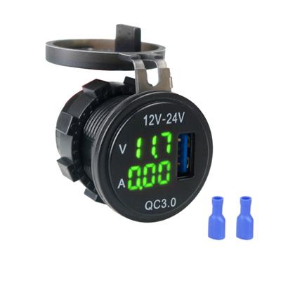 Qc3.0 3-In-1 Car Marine Boat Fast Charging Digital Led Voltmeter Ammeter Charger