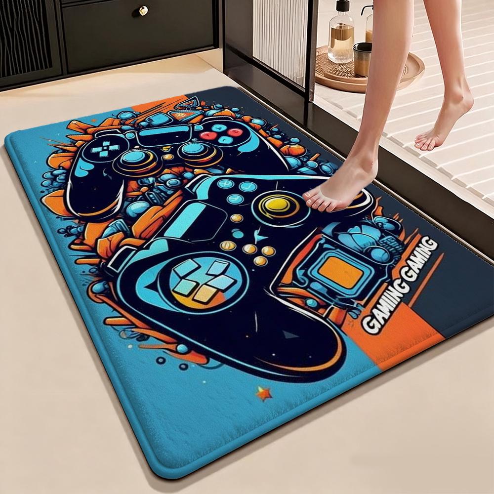 Colorful Game Controllers Patterned Rug Absorbent Nonslip Carpet For Bedroom Kitchen Bathroom Home Decor Halloween Gift