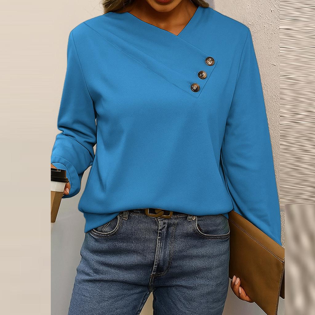 Women's Casual V,neck Long,Sleeved Pullover Color Sweatshirt