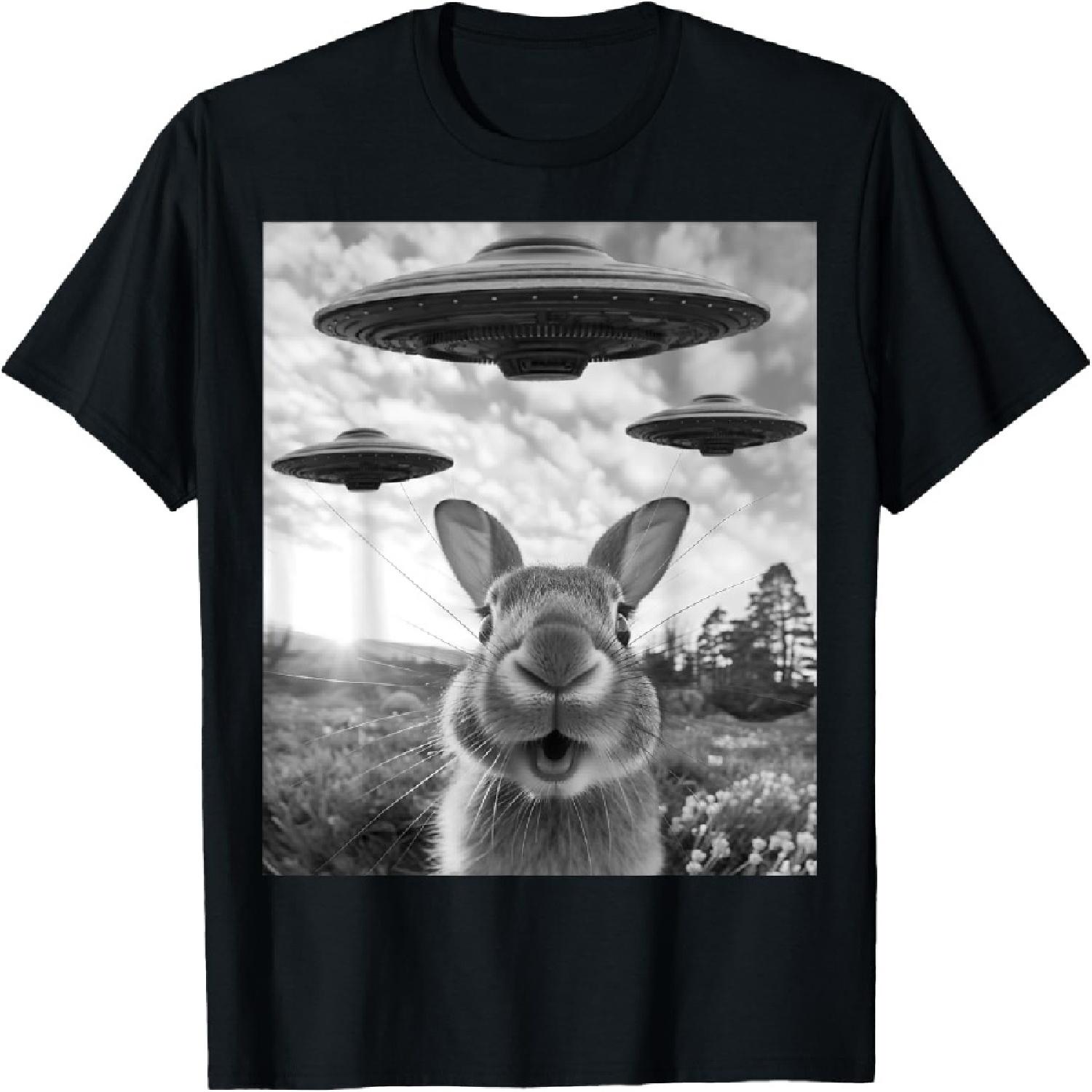 Rabbit Selfie with UFOs Vintage Alien Rabbit T-Shirt XXXXXL разноцветный