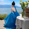 French Sexy Elegant High-end Temperament Seaside Vacation Neck Dress