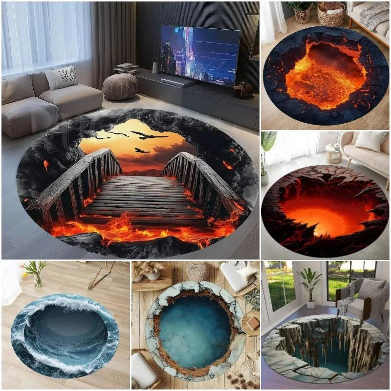 3D Optical Illusion Crack Vortex Deep Hole Carpet Decor Floor Mat Bedroom Leisure Area Carpets Sofa Soft Bedside Non-slip Rugs