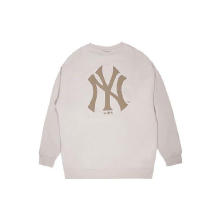 New Era Solid Logo Print Pullover American Crewneck Sweatshirt Unisex sweatshirt Ivory 12727848