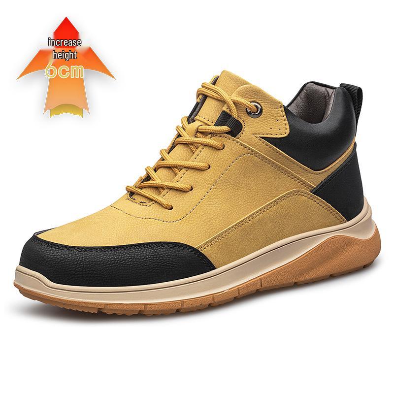 Men's Height-Boosting Casual Shoes, Breathable & Soft 6CM/8CM Sole, Wear-Resistant, Versatile Fashion Sneakers