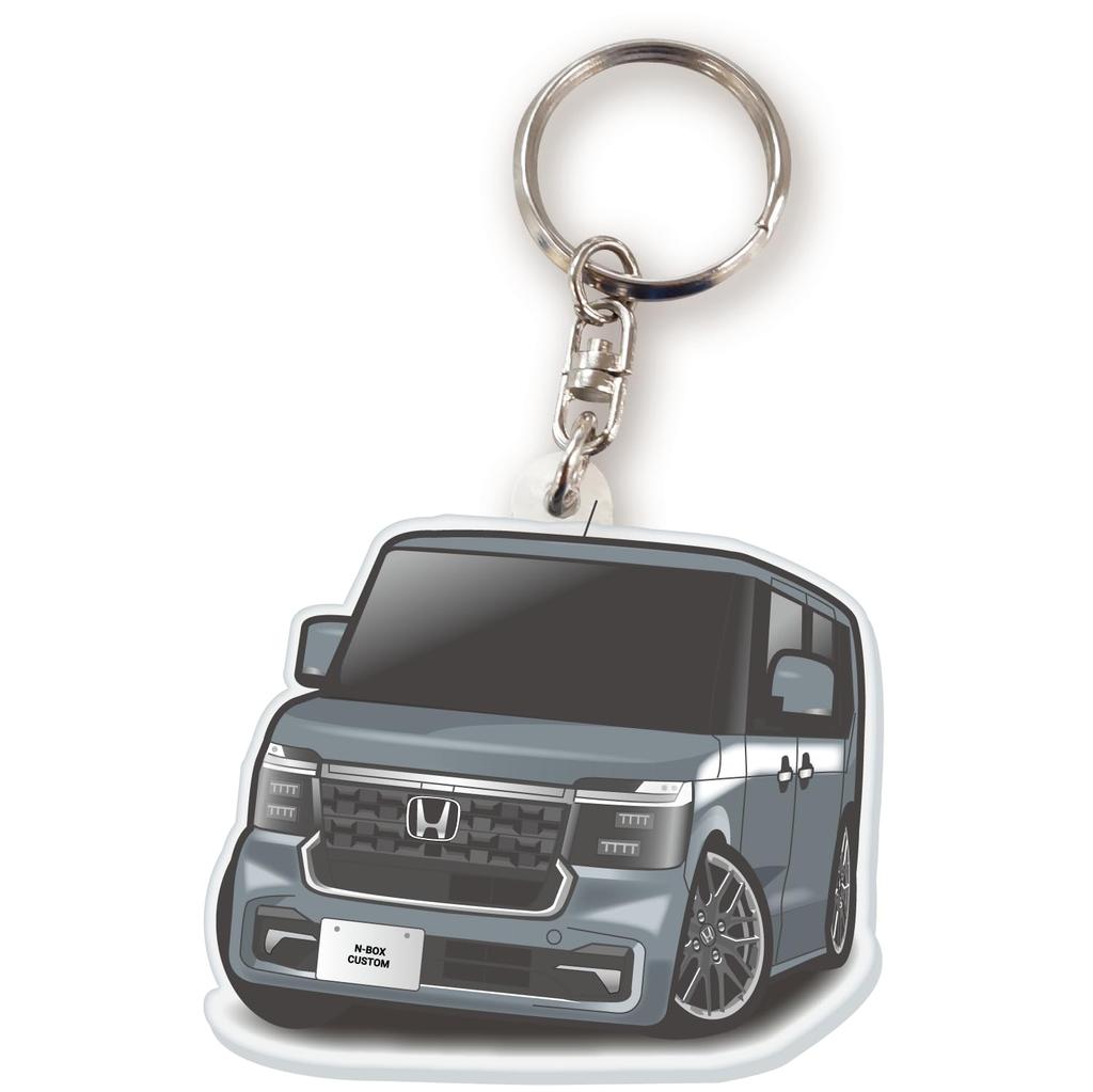 JP Center N-Box Custom Car Acrylic Key Holder, Honda Licensed Product (3rd Generation), meteoroid grey metallic