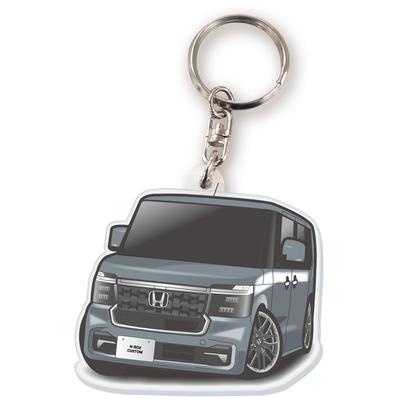 JP Center N-Box Custom Car Acrylic Key Holder, Honda Licensed Product (3rd Generation), Meteoroid Grey Metallic