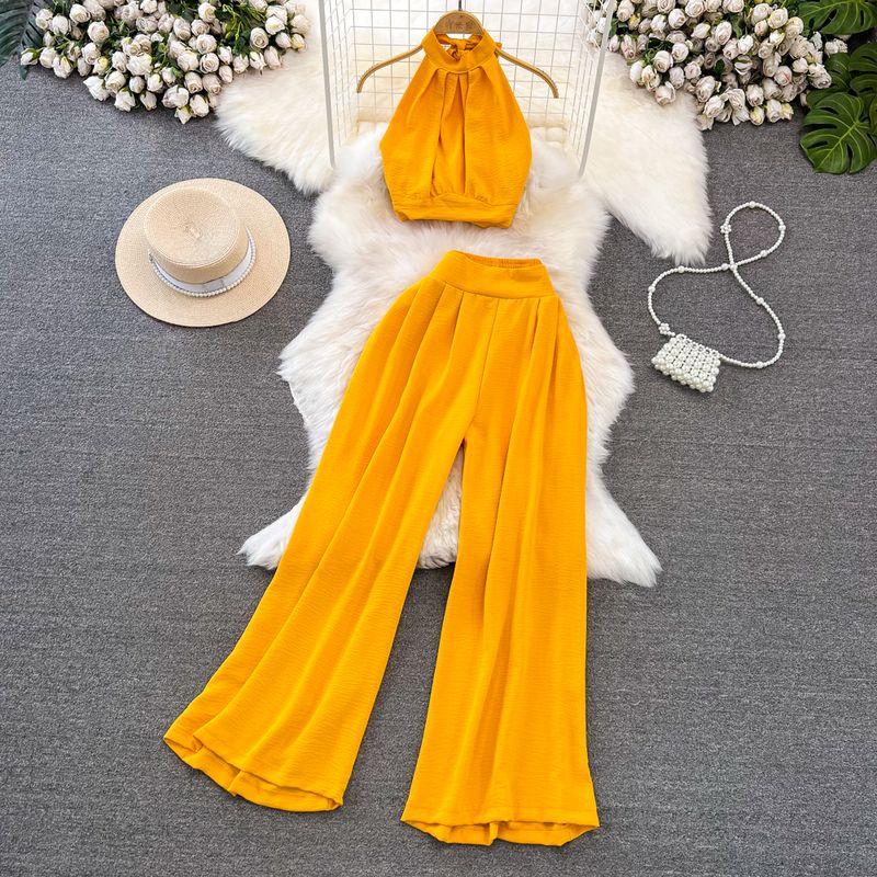 Off-the-Shoulder Seaside Holiday Slim Looking Straight-leg Fashion Suit