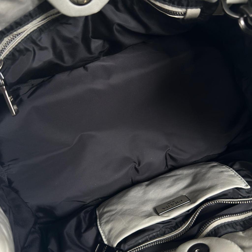 PRADA Nappa bomber Handbag gray Women 2way used