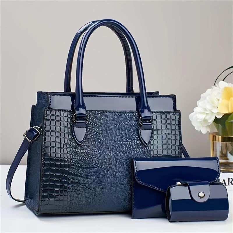 Handbag bright leather alligator pattern mother bag texture leather women's bag trend