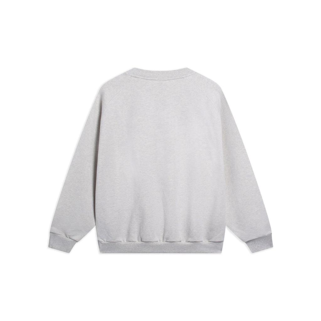 Li-Ning Daily Gold Pure Color Rabbit Print Pullover Crew Neck Sweatshirt Unisex Tops Floral-Grey Tile-Grey AWDT237-1