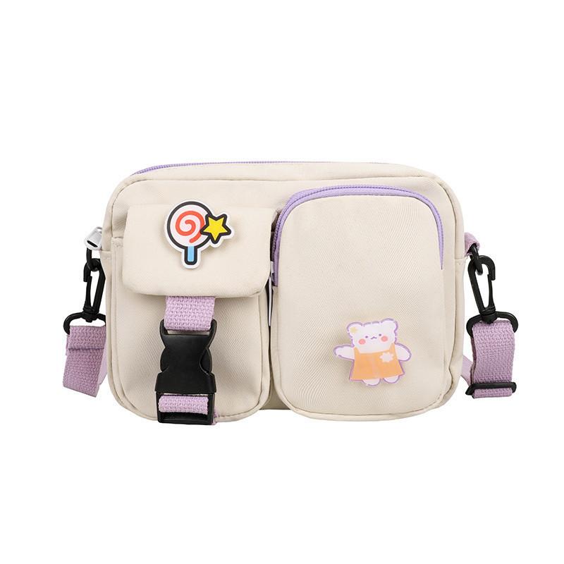 Womens Small Square Canvas Bag With Adjustable Strap And Inner Pocket For Casual Outings