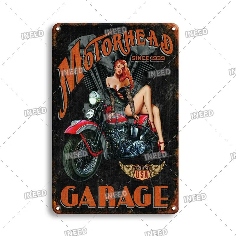Retro Sexy Beauty Aluminum Poster - Men's Metal Plaque, Garage Cave Workshop Wall Decor