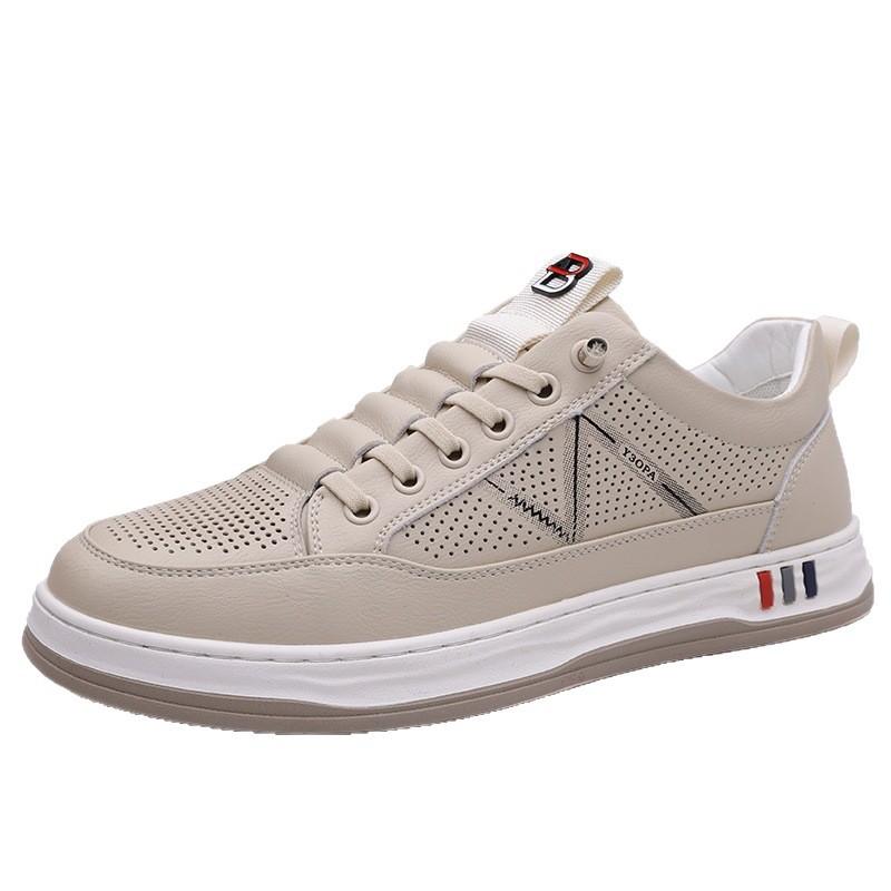 2025 summer new men's hollowed-out breathable lazy one-pedal casual leather sandals shoes