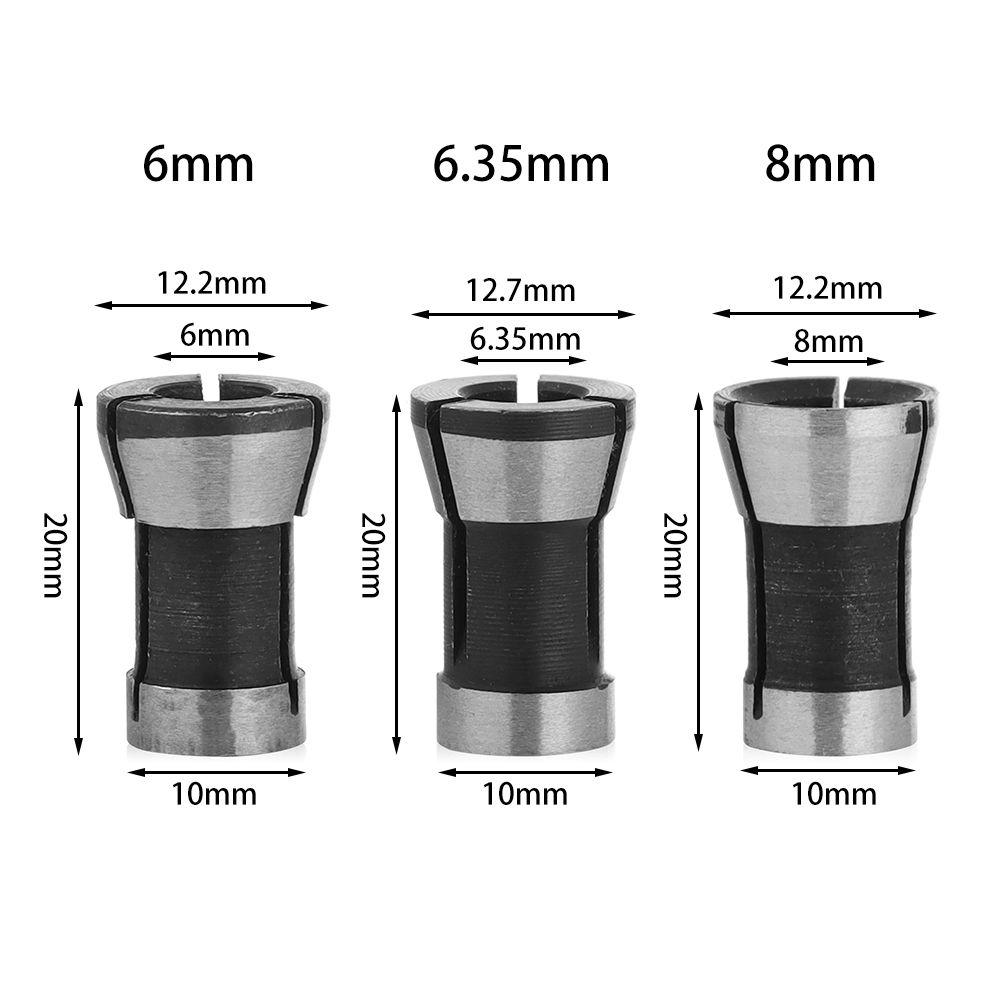 1/3Pcs 6.35mm 8mm 6mm Adapter Collets Set Practical Engraving Trimming Machine Router Durable Milling Cutter Accessories