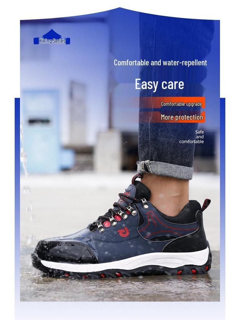 Blue Gull Shield Men's Steel Toe Safety Shoes: Anti-smash, Puncture-resistant, Wear-resistant, Anti-slip, Comfortable Labor Protection Footwear.