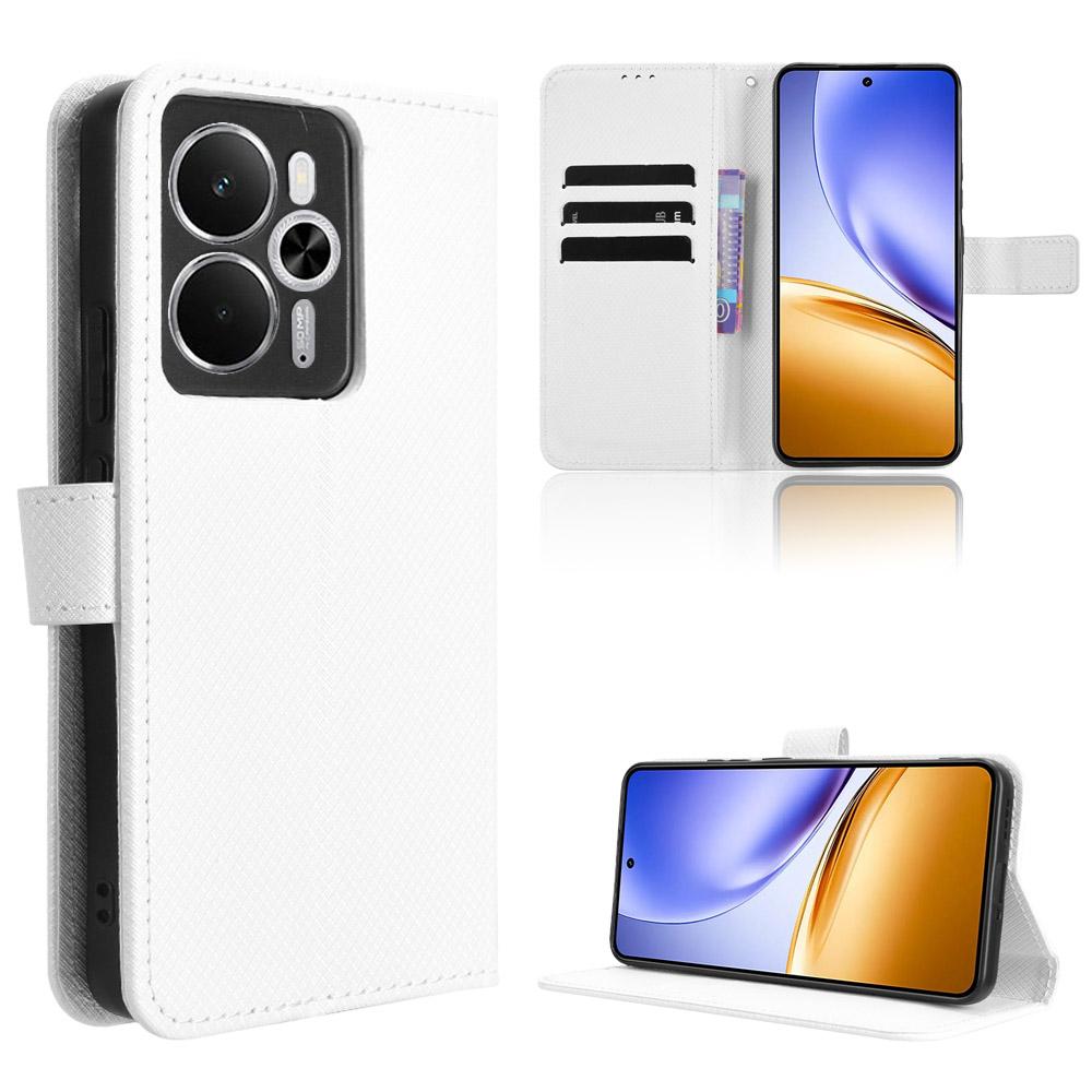 

For Realme 14T 5G/Realme 14 5G Leather Wallet Case with Strap Diamond Texture Phone Cover D