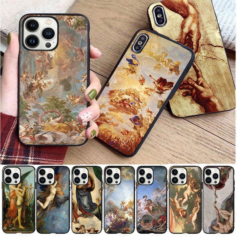 

The Creation of Adam Renaissance painting Art Phone Cover For iphone 14pro 11pro 12 13pro max 5 6s xs 7 8plus SE xr 12mini Cases Iphone 14PRO MAX