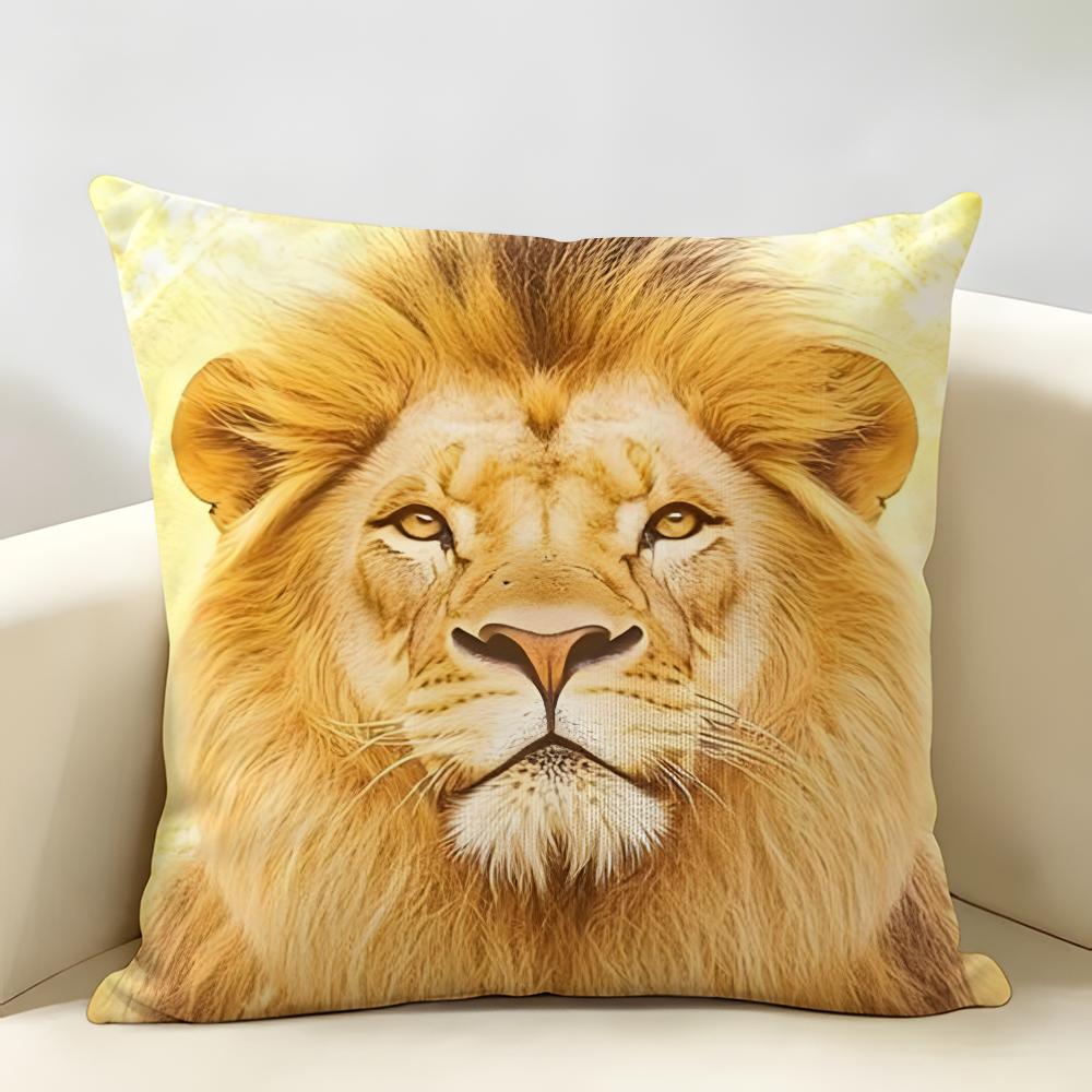 Cool Anime Lion Cushion Cover Durable Hypoallergenic Organic Linen Short Pillow Cover Washable