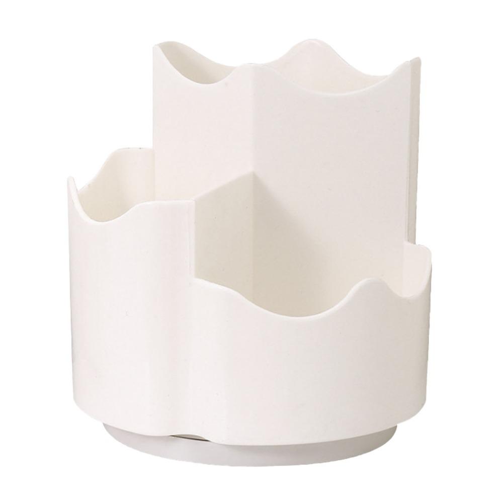 360 Degree Rotating Rotating Pen Holder 3 Compartments White Color Pencil Holder Space Saving Multi Functional белый