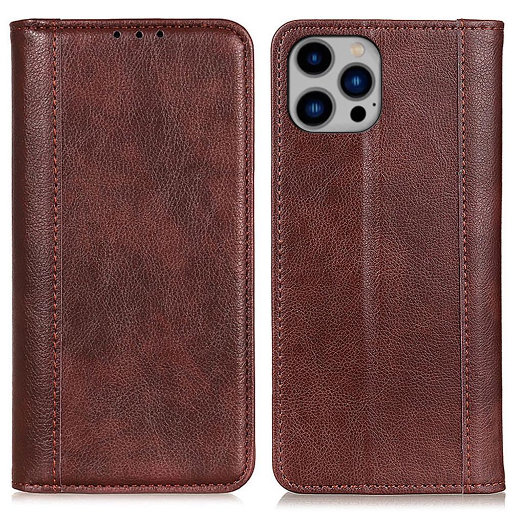 

For iPhone 16 Pro Cases Split Leather Wallet Flip Phone Cover Mobile Spares Wholesale Brown