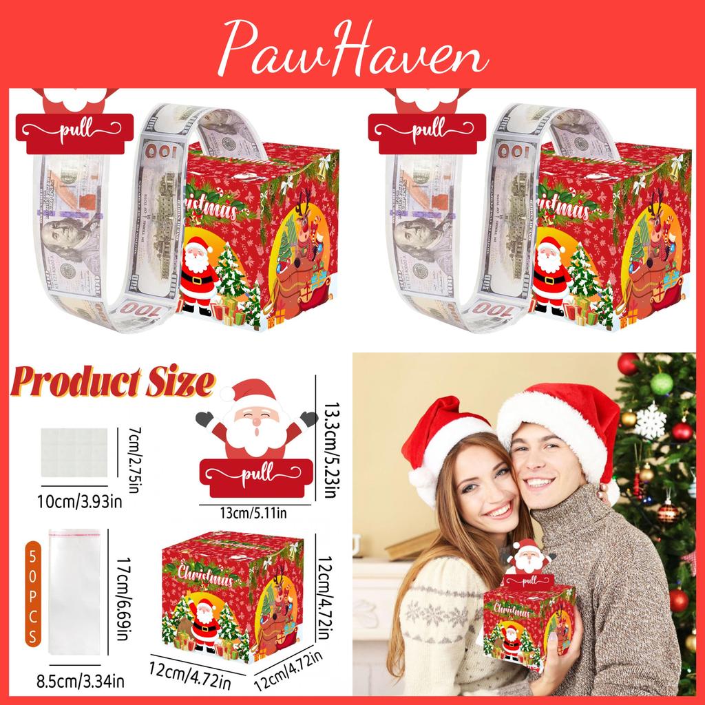 Santa Claus Money Box With Red Paper Material For Christmas Party Decor And Holiday Gifting