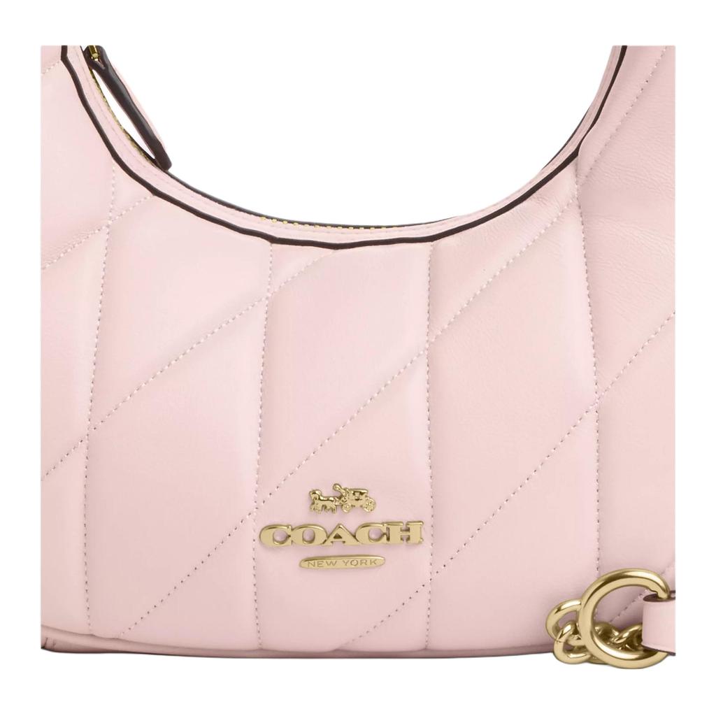 Coach Carmen 20 Metallic Logo Diamond Pattern Lambskin Chain Shoulder Handbag Small Women Handbags Blush-Pink CY710-IMBLH