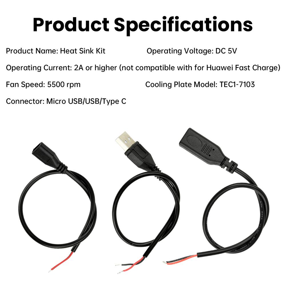 DC 5V Phone Cooler DIY Kit Semiconductor Cooling Chip TEC1-7103 Heat-Conducting Fan Silent Tablet Cooling Wonder Fan