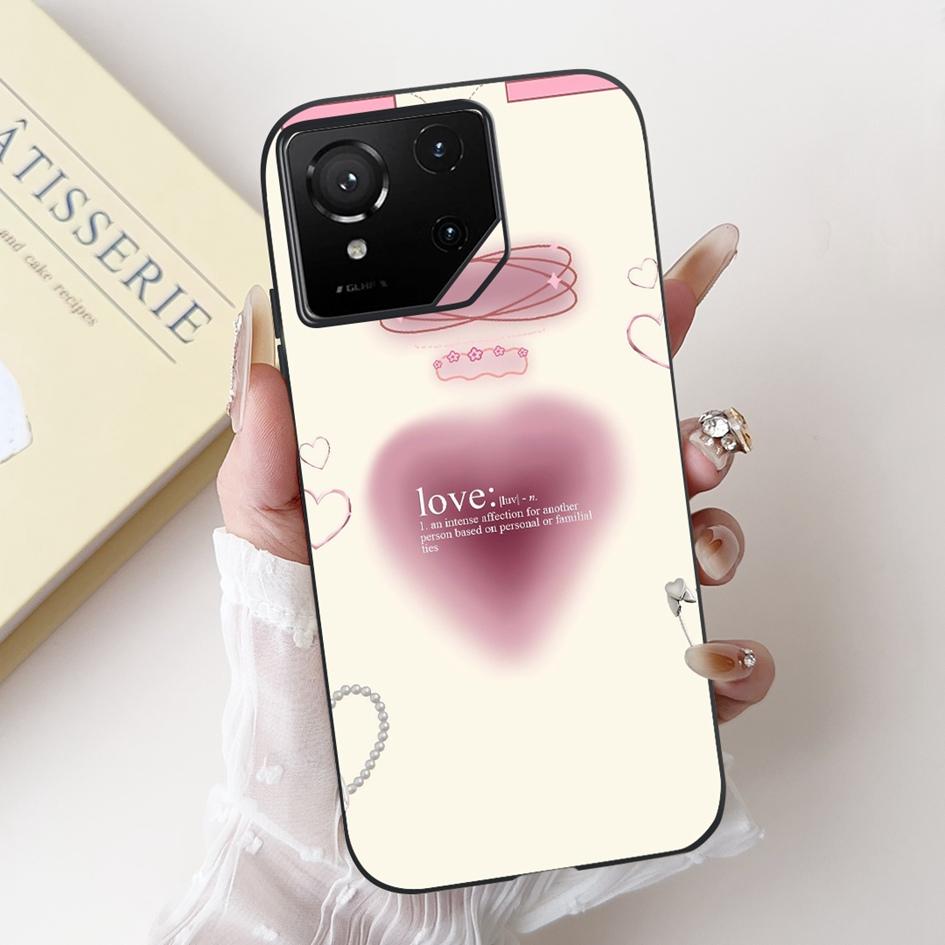 For Asus Rog Phone 9 Pro 5G Case Popular Flower Cartoon Soft Black Silicone Shockproof Cover For Asus Rog Phone 9 FE Phone9 Capa